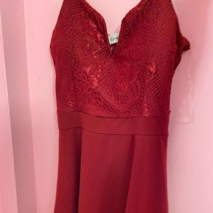 burgundy flared dress